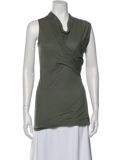 Pre-owned Rick Owens Cowl Neck Sleeveless Top In Green