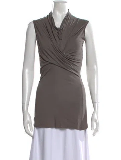 Pre-owned Rick Owens Cowl Neck Sleeveless Top In Grey