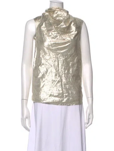 Pre-owned Rick Owens Cowl Neck Sleeveless Top In Metallic/neutrals