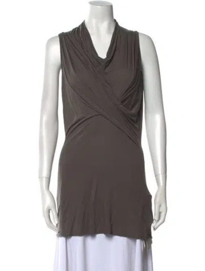 Pre-owned Rick Owens Cowl Neck Sleeveless Tunic W/ Tags In Neutral