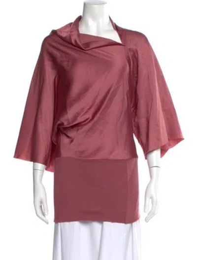 Pre-owned Rick Owens Cowl Neck Three-quarter Sleeve Blouse In Pink