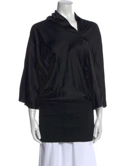 Pre-owned Rick Owens Cowl Neck Three-quarter Sleeve Sweatshirt In Black