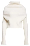 Rick Owens Crater Alpaca & Wool Blend Funnel Neck Sweater In White