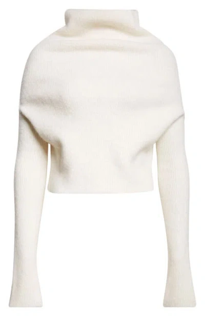Rick Owens Crater Alpaca & Wool Blend Funnel Neck Sweater In White