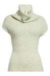 Rick Owens Crater Rib Cowl Neck Sweater In Pale Green