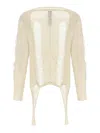 Rick Owens Torn Ivory Sweater In Wool In Neutral