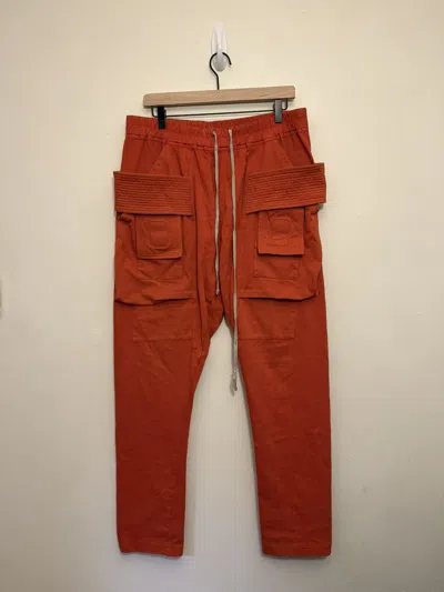 Pre-owned Rick Owens Creatch Cargo Pants Orange L Jogger Sweats