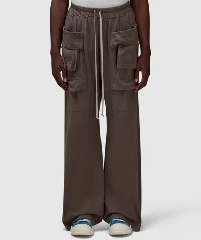 Rick Owens Creatch Wide Cargo Drawstring Pant In Dust