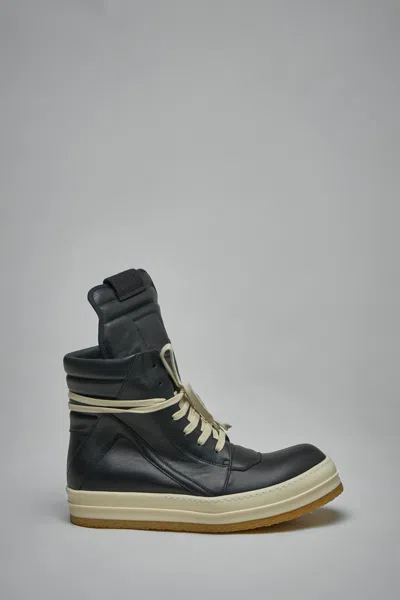 Rick Owens Creep Geobasket Leather Shoes In Black