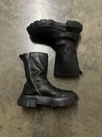 Pre-owned Rick Owens Creeper Zip Tractor Boots In Black