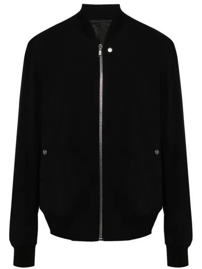 Rick Owens Crepe Wool Bomber Jacket In Black