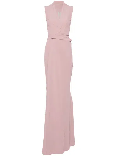 Rick Owens Crepe Wrap Maxi Dress In Pink