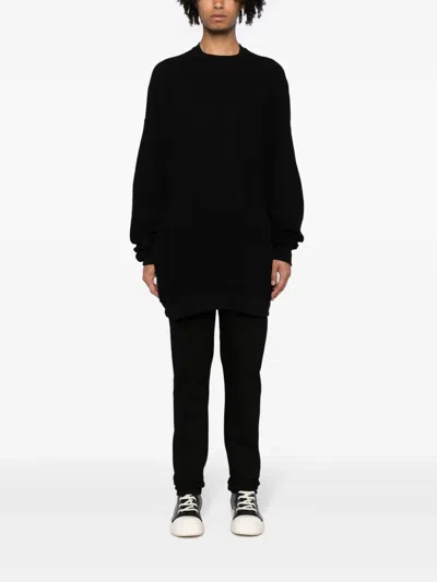 Rick Owens Crew-neck Cotton Sweatshirt In Black