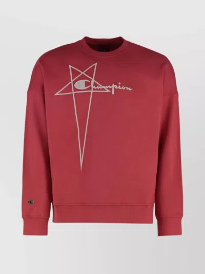 RICK OWENS CREW-NECK COTTON SWEATSHIRT GRAPHIC PRINT