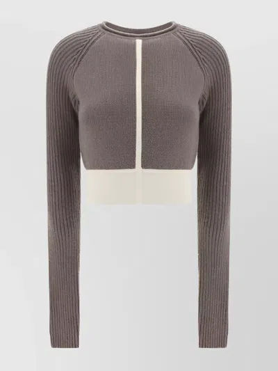 Rick Owens Crew Neck Cropped Knitwear In Brown