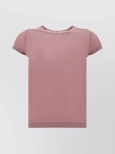Rick Owens Crew Neck Cropped T-shirt With Back Seam In Red