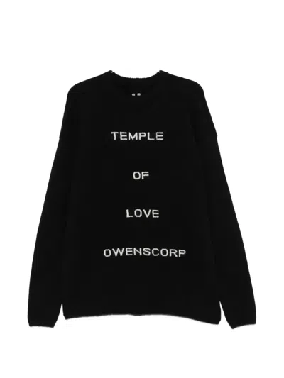 Rick Owens Crew-neck Letter-intarsia Sweater In Black