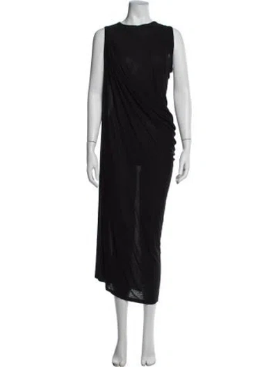 Pre-owned Rick Owens Crew Neck Long Dress In Black
