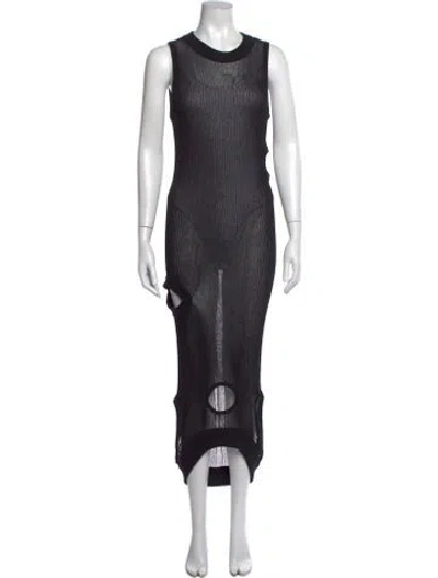 Pre-owned Rick Owens Crew Neck Long Dress In Black