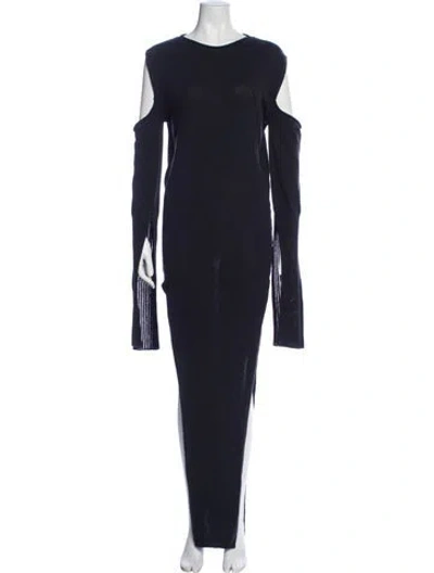 Pre-owned Rick Owens Crew Neck Long Dress In Blue