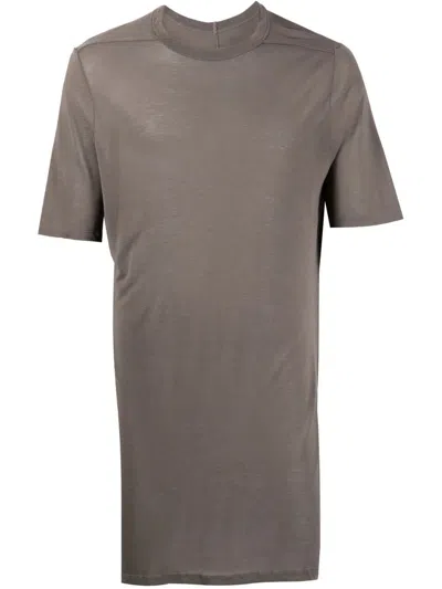 Rick Owens Crew Neck Long-length T-shirt In Braun