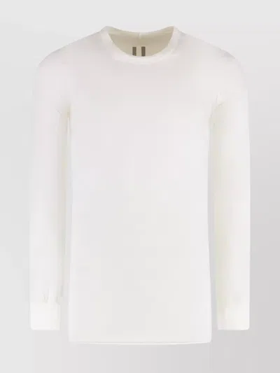 Rick Owens Crew Neck Long Sleeve Cotton T-shirt In White
