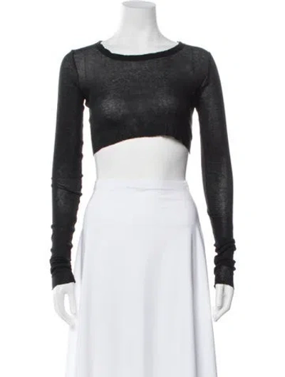 Pre-owned Rick Owens Crew Neck Long Sleeve Crop Top In Black