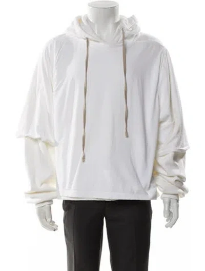 Pre-owned Rick Owens Crew Neck Long Sleeve Hoodie In White