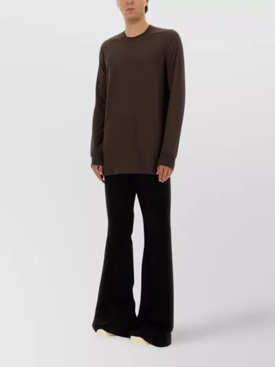 Rick Owens Crew Neck Long Sleeve T-shirt In Brown