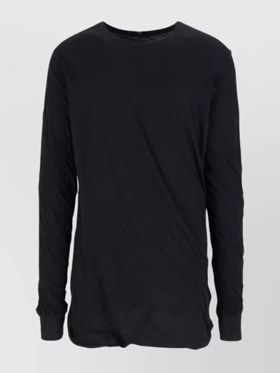 Rick Owens Crew Neck Long Sleeves Plain T-shirt In Black