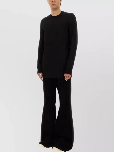 Rick Owens Crew Neck Long Sleeves Plain T-shirt In Black
