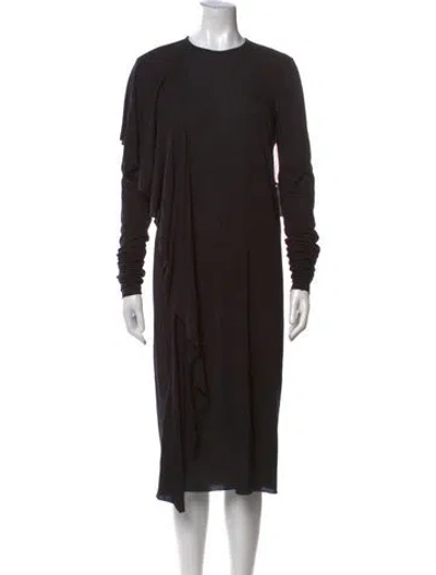 Pre-owned Rick Owens Crew Neck Midi Length Dress In Black
