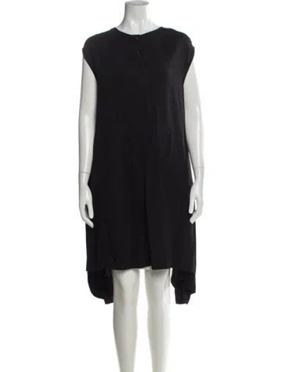 Pre-owned Rick Owens Crew Neck Midi Length Dress In Black