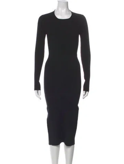 Pre-owned Rick Owens Crew Neck Midi Length Dress In Black