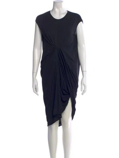 Pre-owned Rick Owens Crew Neck Midi Length Dress In Black