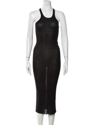 Pre-owned Rick Owens Crew Neck Midi Length Dress In Black