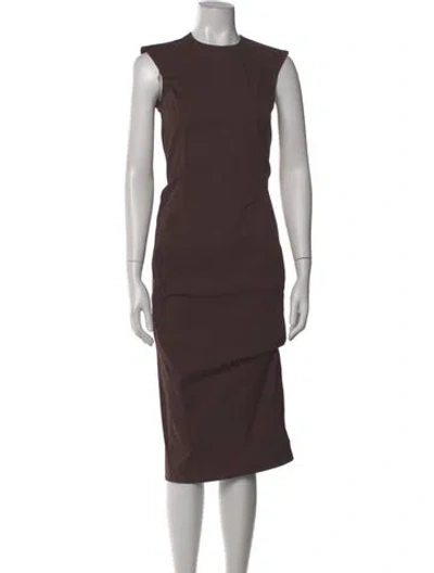 Pre-owned Rick Owens Crew Neck Midi Length Dress In Brown