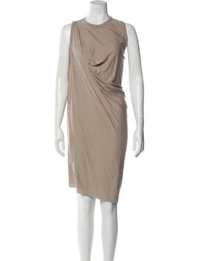 Pre-owned Rick Owens Crew Neck Midi Length Dress In Neutral