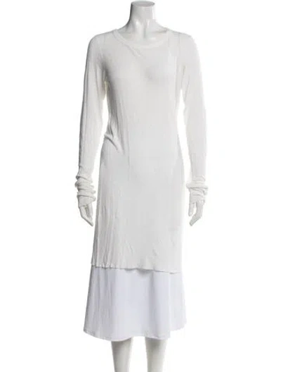 Pre-owned Rick Owens Crew Neck Midi Length Dress In Neutral