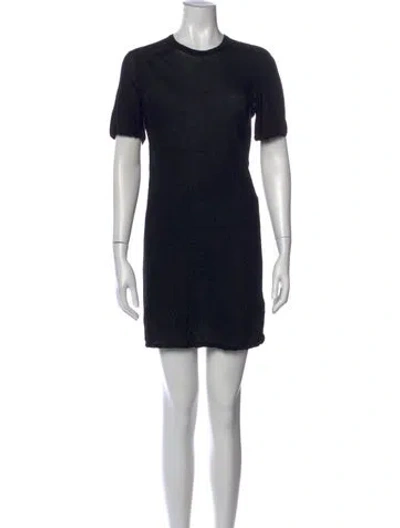 Pre-owned Rick Owens Crew Neck Mini Dress In Black