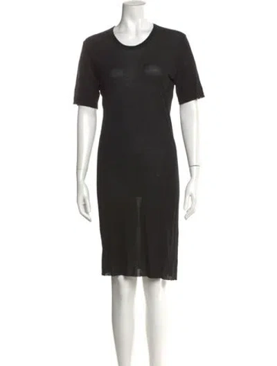 Pre-owned Rick Owens Crew Neck Mini Dress In Black