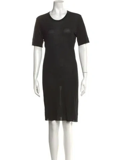 Pre-owned Rick Owens Crew Neck Mini Dress In Black