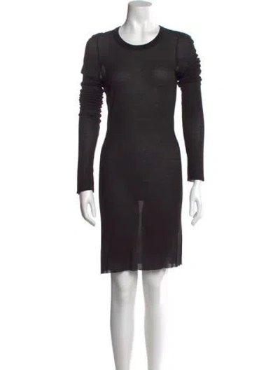 Pre-owned Rick Owens Crew Neck Mini Dress In Black