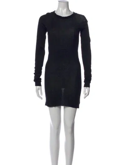 Pre-owned Rick Owens Crew Neck Mini Dress In Black