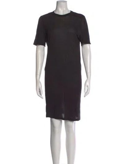 Pre-owned Rick Owens Crew Neck Mini Dress In Black