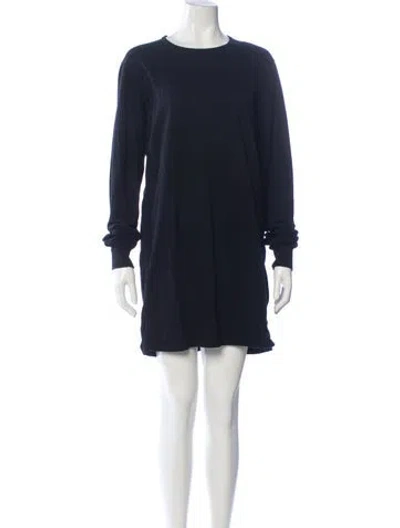 Pre-owned Rick Owens Crew Neck Mini Dress In Black