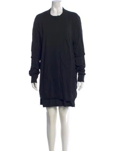 Pre-owned Rick Owens Crew Neck Mini Dress In Black