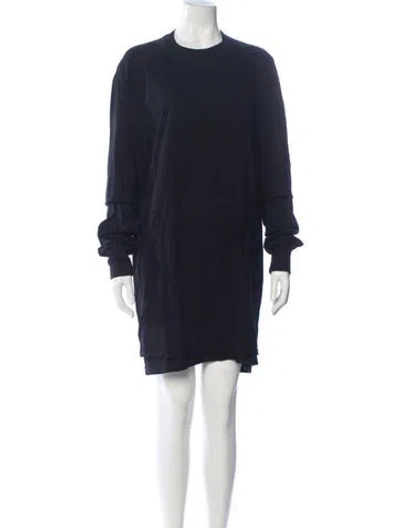 Pre-owned Rick Owens Crew Neck Mini Dress In Black