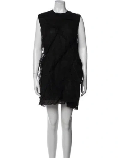 Pre-owned Rick Owens Crew Neck Mini Dress In Black