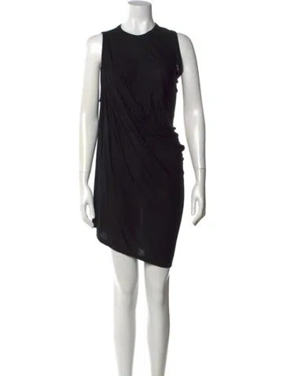 Pre-owned Rick Owens Crew Neck Mini Dress In Black